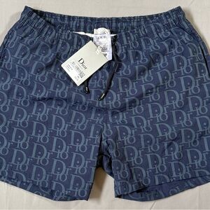 NWT Christian Dior Men's Swim Shorts Size  Blue with Drawstring Size 3XL